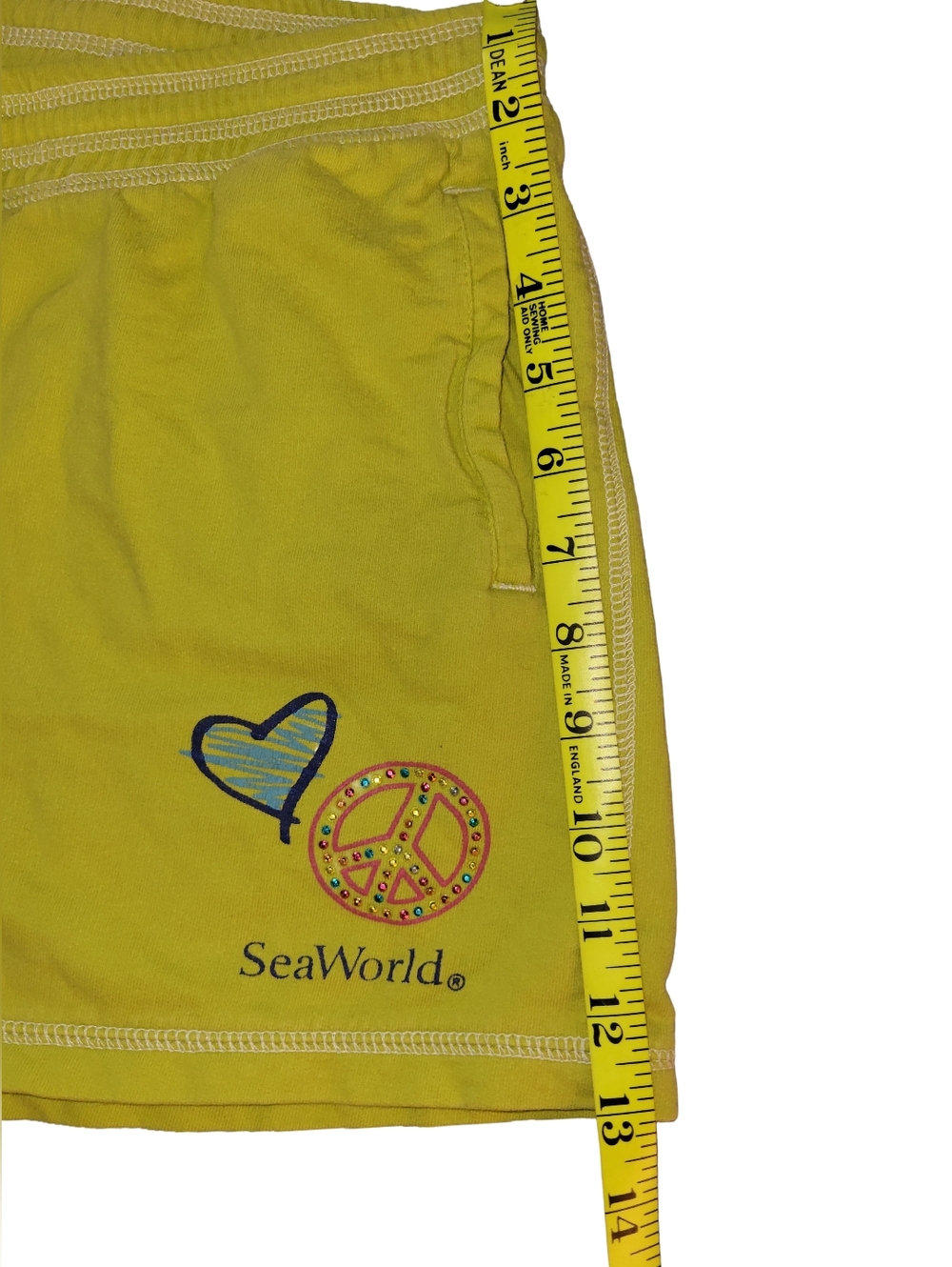 SeaWorld Lime Green Peace Heart Graphic Lounge Shorts Size 2X - Picture 8 of 9